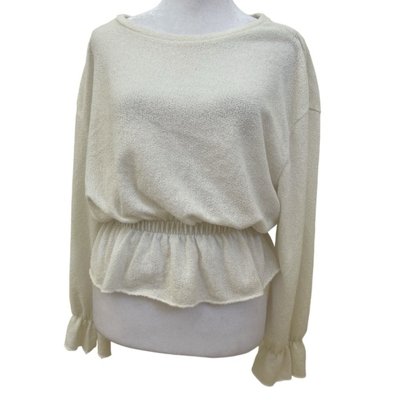 Zara Sweater with Gathered Waist and Gathered Sleeves in White Size S - Picture 1 of 6